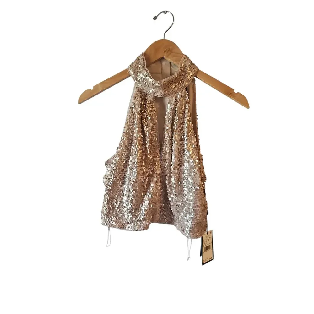 Adrianna Papell sz 6 two piece dress rose gold sequins new with tags gown $199